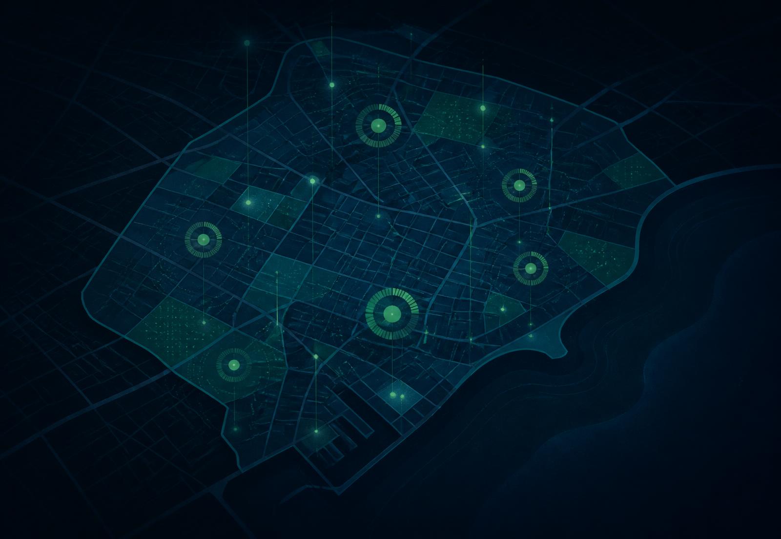 Mapa de bairro com indicadores de mercado